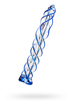 Фаллоимитатор Sexus Glass (стекло), спираль, синий, 18 см.