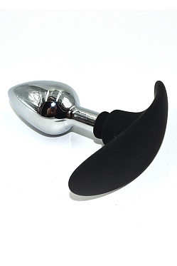 Анальная втулка для ношения серебристая с силиконовым основанием (S)