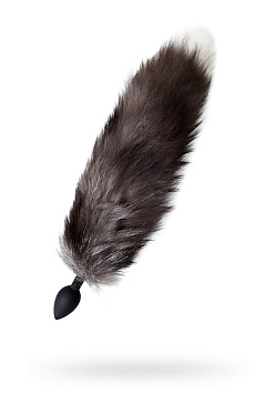 Анальная втулка классическая силиконовая с хвостом чернобурой лисы (M)