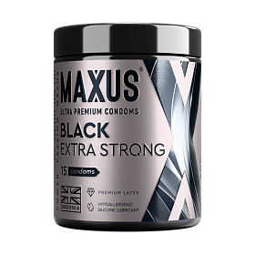 Презервативы MAXUS в большом пластиковом кейсе, BLACK EXTRA STRONG черные особпрочные (15шт.)