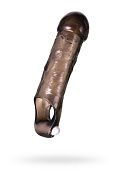 Насадка Toyfa XLover, TPE черная прозрачная, с вибрацией, 15.5 см.