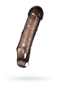 Насадка Toyfa XLover, TPE черная прозрачная, с вибрацией, 15.5 см.