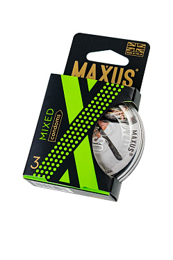 Презервативы MAXUS в пластиковом кейсе, MIXED ассорти (3шт.)