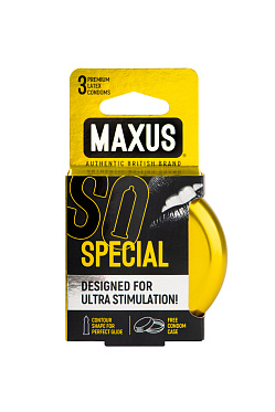 Презервативы MAXUS в металлическом кейсе, SPECIAL точечно-ребристые (3шт.)