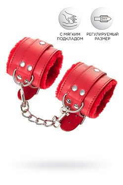 Наручники Anonymo #0105, PU кожа, красные
