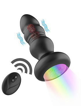 Анальная втулка BUMP ORGAZM, черная ракета с пульсацией и подсветкой