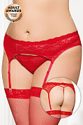 Пояс для чулок и стринги SoftLine Collection, красные (XL) Пояс для чулок и стринги SoftLine Collection, красные (XL)