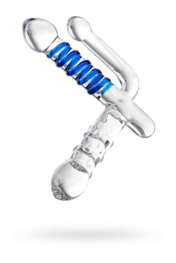 Фаллоимитатор Sexus Glass (стекло), прозрачно-синий, 18 см.