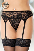 Пояс для чулок и стринги SoftLine Collection, черные (S/M) Пояс для чулок и стринги SoftLine Collection, черные (S/M)